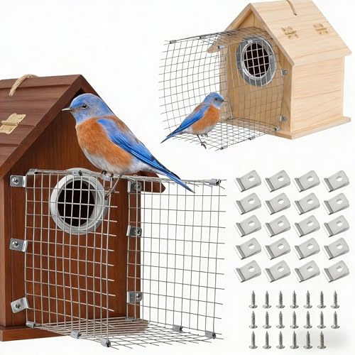 2Pcs Bluebird House Predator Guards, Stainless Steel Wire Mesh | Protects Eastern Bluebird and Babies, Silver, 4 x 6 x 6 inches