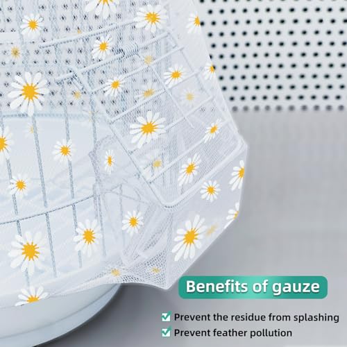 Bird Cage Seed Catcher, Seed Catcher Guard Net Cover, Parrot Nylon Mesh Net Cover, Universal Soft Airy Cage Net Stretchy Skirt for Round Square Cages (Daisy-White, 15.7" x87") - color: Daisy-white, size: 15.7" x87"