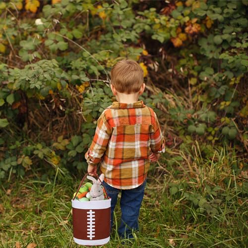 Football Easter Basket Canvas Football Gift Bags Easter Eggs Hunt Baskets Football Gift Party Favors Tote Bag with Handles for Girls Boys - color: Basket-3