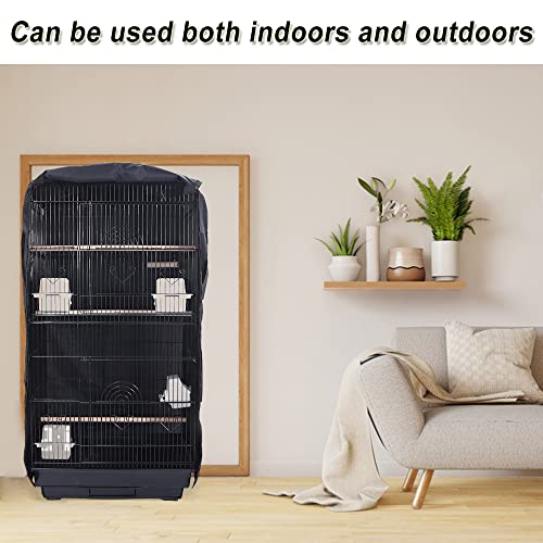 Bird Cage Cover for Night with Blackout for Parrot & Birds, Black | Universal Fit for Square Cages, Durable Washable Fabric, Blackout Birdcage Cover for Parakeets Lovebirds Budgies Macaw Conure