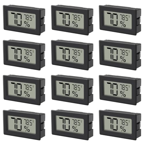 12 Pack Mini Hygrometer Indoor Humidity Meter Hygrometer Thermometers Humidity Meters Gauge Hygrometer Mini Digital Thermometer Hygrometer with Fahrenheit (℉) for Humidors, Greenhouse, Garden - color: 12PCS