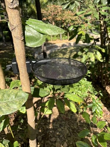 Railing/Fence/Pole Mount Bird Feeder 8" Metal Mesh Birdseed Tray for Deck/Balcony/Porch Wildbird Feeding Large Clamp(3" Max) Platform Wild Bird Feeder