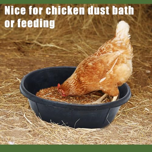 Sadnyy 3 Pack Heavy Duty Rubber Feed Pan 8 Quart/ 2 Gallon, Non Tip Anti Kick Design for Horses Goats Pigs, Chicken Dust Bath Tub, Farm Animal Feeder Bucket 14.5 Inch - size: 8 Quart/ 2 Gallon