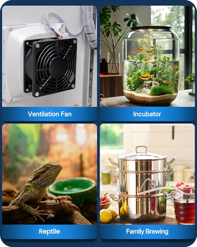 Digital Temperature Controller Outlet, 15A/1800W Heavy Duty Thermostat Plug, VA LCD Display, Heating/Cooling Control, -40°F~210°F, 4 Timer Modes, for Greenhouse Incubator Homebrew B01TC06 - color: Black-6.6ft