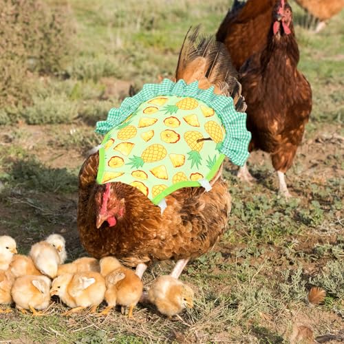Whaline 8Pcs Chicken Saddles for Hens Summer Fruit Theme Chicken Apron with Elastic Straps for Poultry Protector Wing Back Feather Fixer Supplies