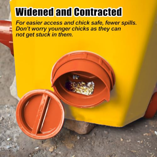 5 Gallon/44 Lbs Automatic Chicken Feeder & Waterer Set with Buckets, No Waste Feeder Port & Waterer Cup, Rain Proof Poultry Feeders, Keeps Out Small Animals, Ideal for Duck, Chick & Turkey