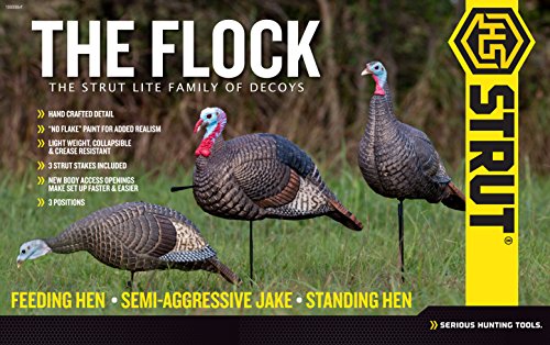 HUNTERS SPECIALTIES HS Strut Lite Flock Jake & Feeding Hen & Upright Hen Turkey Foldable Hollow Relaxed Body Realistic3-Pack Combo Set Decoys