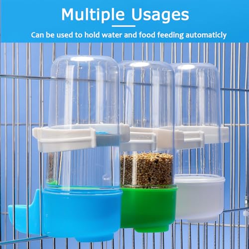 3 Pack Bird Cage Water Dispenser, Hanging Bird Water Feeder for Cage | Parakeet Water Dispenser for Cage, No Spill Automatic Feeder, Parakeet Cage Water Container for Small Birds Parrot Macaw - color: Mix-140ML