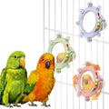Bird Mirror Toy for Cage, Rotating Interactive Parrot Toy with Bell Sound, Cage Mounted Bird Enrichment Toy for Parakeets, Lovebirds, Cockatiels, Conures, Budgies (Pink+Green+Blue) - color: Pink+Green+Blue