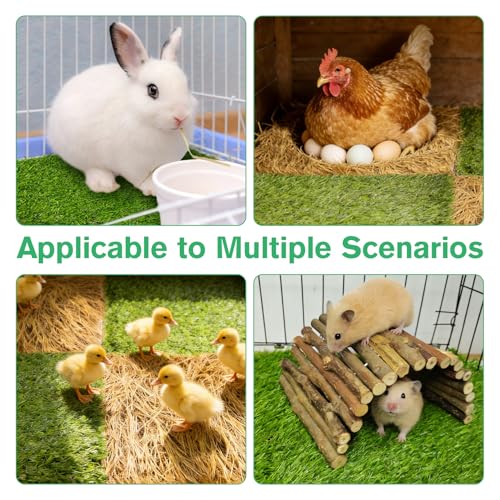 Hamiledyi 6 Pcs Chicken Nesting Pads Artificial Grass Rug Carpet Synthetic Turf Mat 12"x12" Washable Chicken Coop Bedding Laying Garden Lawn Indoor/Outdoor Bedding for Chicken Hen(Green and Brown) - size: 3pcs Green and 3pcs Brown