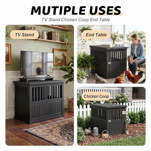 Durable Resin Chicken Coop End Table, Weatherproof (Black) - color: New Black, size: 29.7"L x 21.3"W x 25.3"H