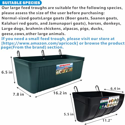 Large Feed Trough and Goat Feeder - 2 Pack Hanging Feeder with Clips, Waterer Bucket, Fence Feed Trough, Goat Supplies, 10 Quart - color: Cyan