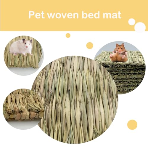 Rabbit Grass Mats,Bunny Grass Mat,Woven Straw Mat Bed Rabbits Hay Mat Sleeping Bunny Natural Handcrafted Woven Bed Nesting and Toys for Guinea Pig Hamster Chinchilla Squirrel(6 PCS)