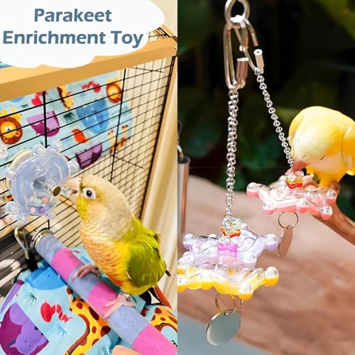 1pc Bird Toys for Parakeets, Colorful Spinner Wheel (Rondom Color) | Interactive Enrichment Toy Create Soft Rustling Sounds When Spinning, Safe for Chewing to Meet Birds' Gnawing Instincts - style: 1pc