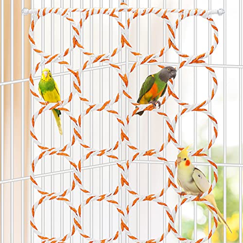 Litewoo Parrot Climbing Net Bird Hammock Cotton Rope Swing Ladder for Parakeet Cockatiel Cockatoo Lovebird Finch Budgie Rat - color: L: 13.78x 23.62inch/ 35 x 60cm