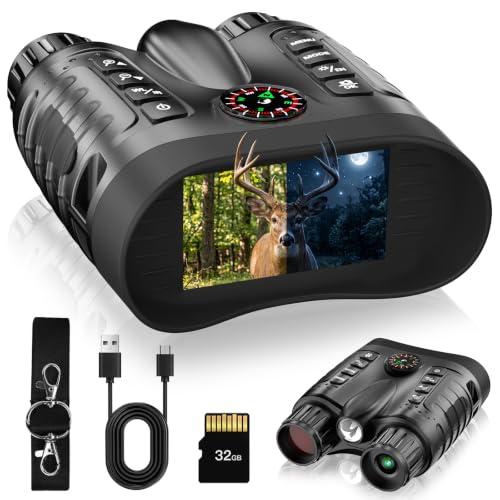4K Night Vision Binoculars with Camera, 36MP Full Color Night Vision Goggles, 1314FT IR Night Vision, 3.2" Screen, Photo & 4K Video Recording for Bird Watching Camping Outdoor Exploration