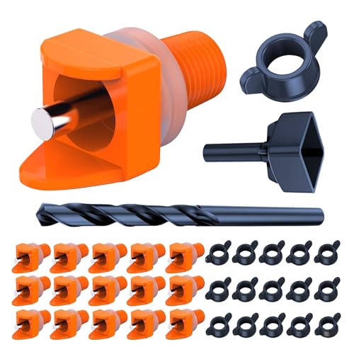 Lil'Clucker Horizontal Chicken Waterer Nipples, Pack of 15 Chicken Nipple Waterer with Drill Bits, Easy Install Automatic Chicken Waterer System, No Leak Chicken Water Feeder, Poultry Waterer - Orange - color: Orange