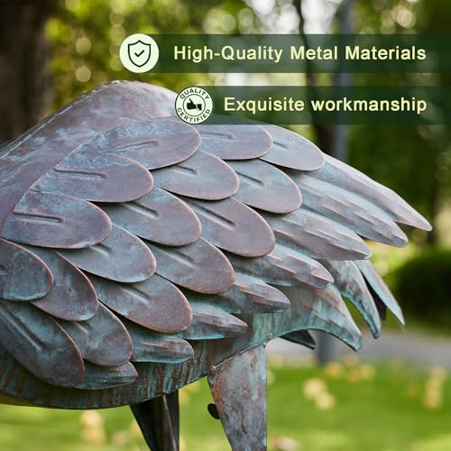 36"H Crane Bird Bath,Metal Birdbaths for Outdoor,Bird Feeders for Outdoors | Heron Garden Statues With bird bath,Vintage Birdbath for Garden Patio Lawn Decor - color: bronze