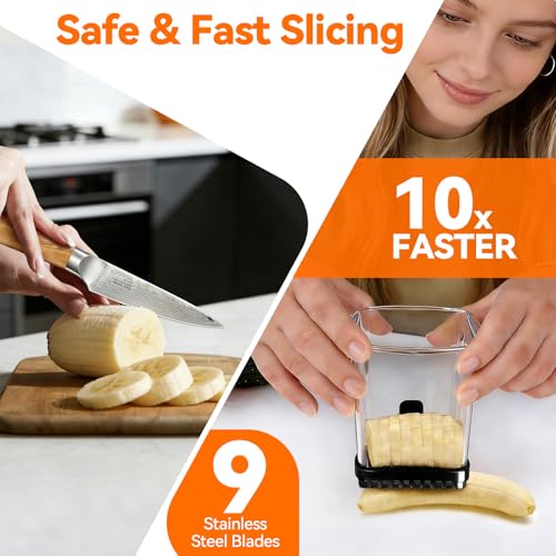 Fruit Slicer Cup for Strawberry, Banana, Hard-Boiled Egg - Detachable Cutter with Push Plate - 304 Stainless Steel Blade - Rapid & Safe Slicing Kitchen Gadget for Quick Meal Prep (Black) - color: Black