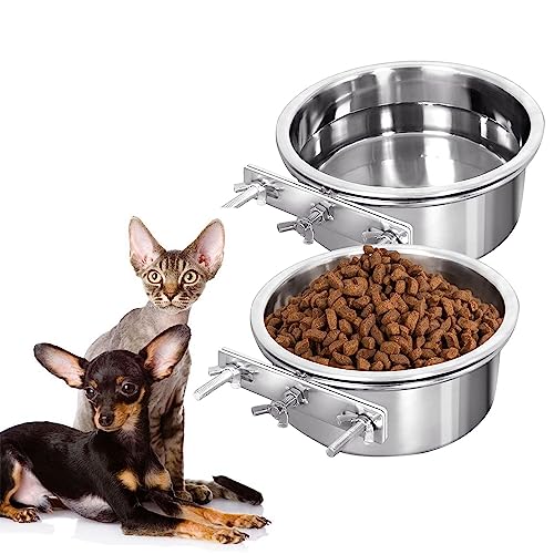 Love Dream Dog Crate Bowl Removable Stainless Steel Pet Kennel Hanging Bowl | Durable Anti-Spill Pet Metal Bowl Hanging Water Food Bowls with Clamp Holder for Small Medium & Large Dogs Rabbits or Birds - color: 4.7“*2.9”