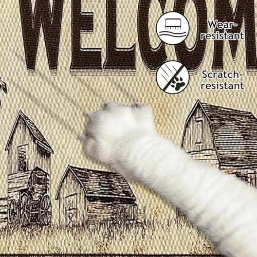 Farmhouse Kitchen Rugs Set of 3, Non Slip Washable Durable Stain Resistant Floor Mat Set,Red Rooster WELCOME Pattern Warm Home Decoration,Rooster Welcome Retro Kitchen Runner Rug 16"X24"+20"X32"+20"X4 - color: Multicolour-red Rooster Welcome