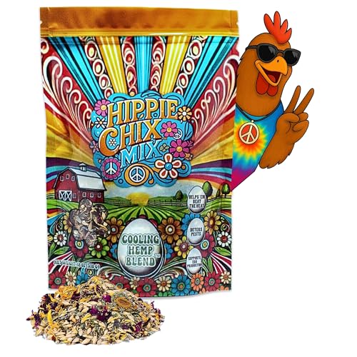 Thorns & Thyme Hippie Chix Mix Cooling Hemp Blend – Chicken Supplement for Heat Stress & Hydration – High-Protein Herbal Poultry Feed Supplement for Egg Production, Molting, Immunity & Pest Control