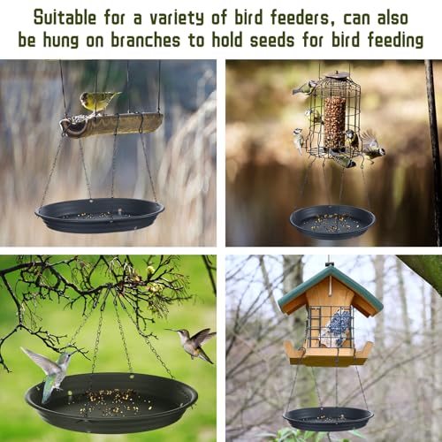 Briwooody 2 Sets 12.8'' Bird Seed Catcher Tray Platform Bird Feeder Large Hanging Tray Fits Most Feeders Catches Most Falling Seed and Husk Outdoor Yard Garden Backyard for Attracting Birds, Black - size: 12.8''