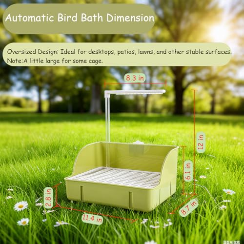Bird Bath, Automatic Parrot Shower Bath with Pump, Birds Shower Bathtub with Running Water, Birdcage, Medium Birds Parakeets Budgies Cockatiels Conures Finches Lovebirds - color: Green Rectangle