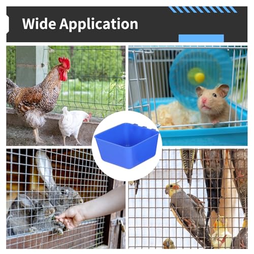 20 Pcs Cage Cups 16 oz Chicken Feeder Waterer Birds Feeders Hanging Bunny Cage Feeder Chicken Water Bowl Feeding Seed Bowl for Pet Parrot Rooster Parakeet Gamefowl Poultry Pigeon Wire Cage - color: blue