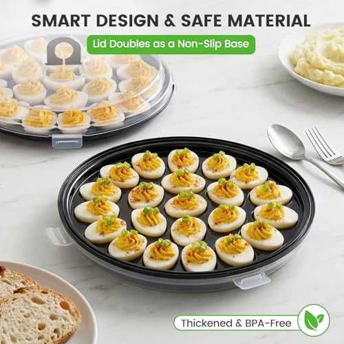 HANSGO Deviled Egg Containers with Lid, 3 PCS Deviled Egg Platter Carrier | Deviled Egg Trays with 66 Slots for Party, Home Kitchen, Easter, Thanksgiving and Other Festival, Black - color: 3pcs Black