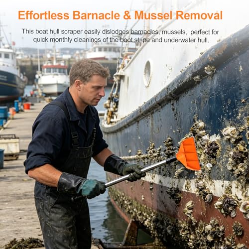 Boat Hook Hull Scraper Barnacle Scraper Pontoon Boat, 491108 Plastic Marine Boat Hull Scraper for Underwater Hull Cleaning, Plastic Scraper Pole Attachment | Plastic Boat Hook Hull Scraper - 491108 Plastic Marine Boat Hull Scraper for Underwater Hull Clea