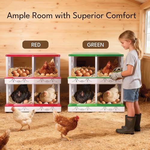 Chicken Nesting Boxes Metal Rollout Egg Collection 6 Compartment Red - color: Red, size: 6 HOLE