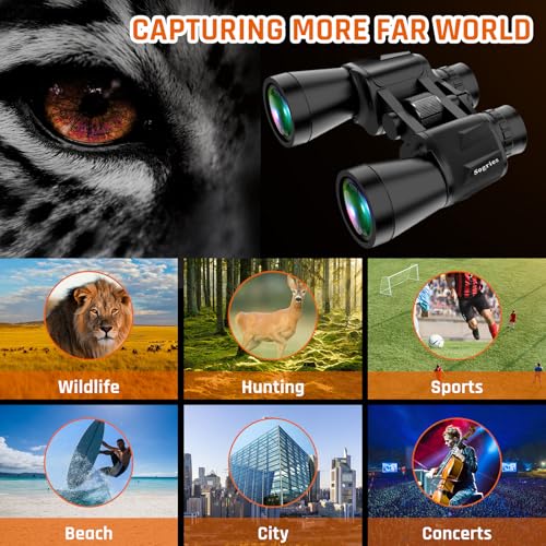 20x50 High Power Binoculars for Adults with Low Light Night Vision | Military Compact HD Professional/Daily Waterproof Binoculars for Bird Watching/Traveling/Outdoor - size: 20x50