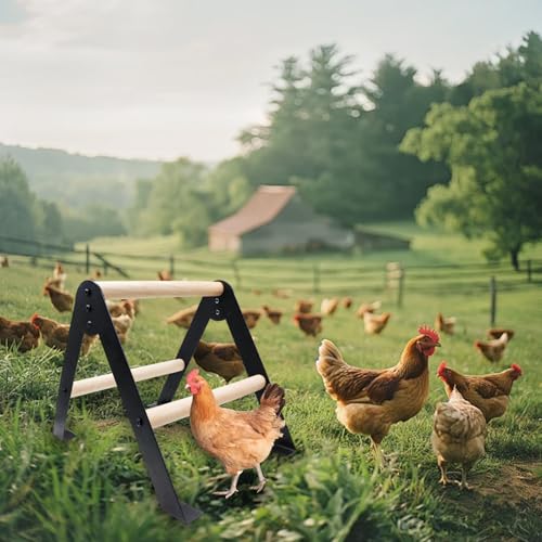 Chicken Roosting Bars, Wooden Perch with Metal Stand, Roosting Bars for Coop, Coop Accessories, Chicken Enrichment Toys