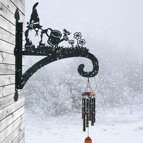 Hanging Plant Bracket Heavy Duty Iron Ornamental Gnome Silhouette Hanging Plant Hangers Outdoor 12 inch Hanging Basket Bracket Hook Wall Mounted for Flower Pot, Lantern, Bird Feeder, Wind Chimes - color: Gnome