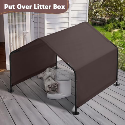 Dog Shade Shelter Outdoor 4'x4'x3' Tent for Large Medium Dogs, Outside Sun Rain Canopy Pet House for Livestock Pigs Cats with Waterproof Roof Ground Nails,Brown - color: Brown