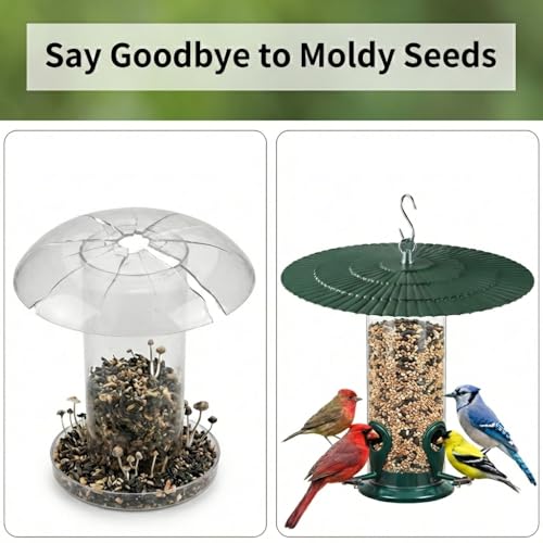 11.5" Metal Bird Feeder Rain Guard - Green | Umbrella Cover Dome Shield for Garden Bird Feeders - Weatherproof Shade Baffle to Blend with Nature - color: Green