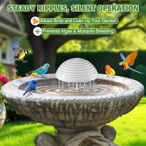 Hohean Water Agitator for Bird Bath, Battery Powered Birdbath Water Circulator & Bubbler, Waterproof and Quiet, Energy Saving Bird Bathtub Mixer for Patio, Garden, Pond Decoration