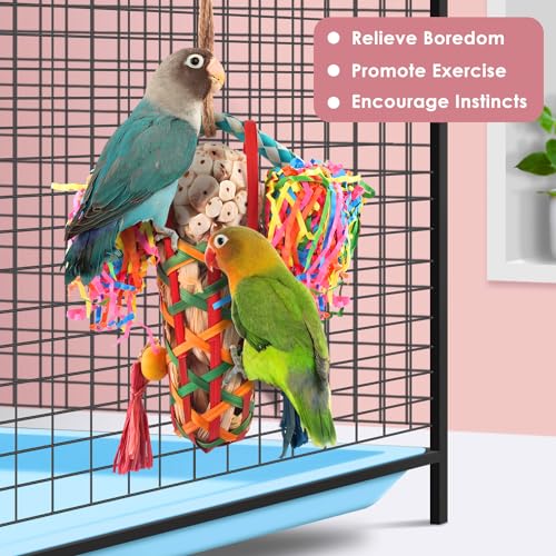 KATUMO Bird Toys Parakeet Toy Cockatiel Shredding Chew Conure Foraging Sola Enrichment for Conure Cockatiel Parakeet Lovebird Small to Medium Birds (2 Pcs) - size: 2 Pcs
