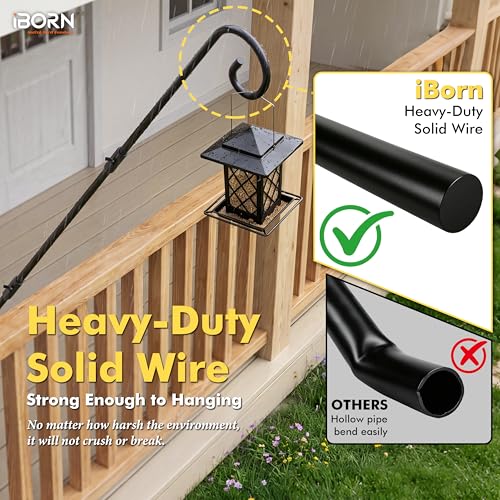 iBorn 45" Wall Mount Hanging Bracket,Heavy Duty Bird Feeder Pole for Hanging Bird Feeder, Planter, Suet Baskets, Wind Chimes, 180°Rotatable Arm,Solid Wire, Pack of 2 - size: 45"Hanging Bracket,Pack of 2