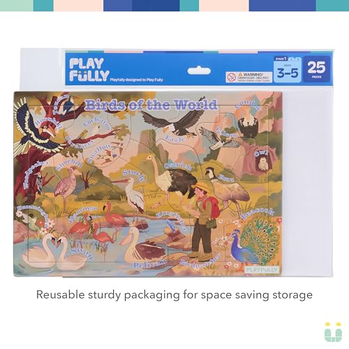 'Birds of the World' 25 Piece Puzzle with Frame for Kids Ages 3-5 | Lost Piece Guarantee | Unique Shapes | Child-Centric Design | Educational Toy for Cognitive Development, STEM, Fine Motor