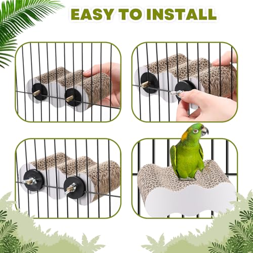 CroBlissful 2-Piece Bird Platforms for Macaws, Small Parakeets, Conures, Budgies; Brown Corrugated Paper; Bird Perch, Chew Toy, & Playground - size: Small