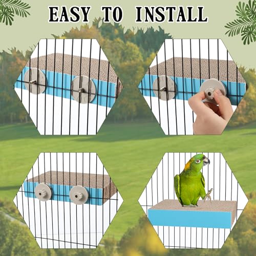 Skyygemm 2 Pieces Parrot Toy Bird Chew Cage Accessories Flat Perch Bird Paw Grinding Stand Parrot Cage Playground for Macaws, Small Parakeets, Conures, Budgies, Finches Conure Cockatiel(Medium) - size: Medium