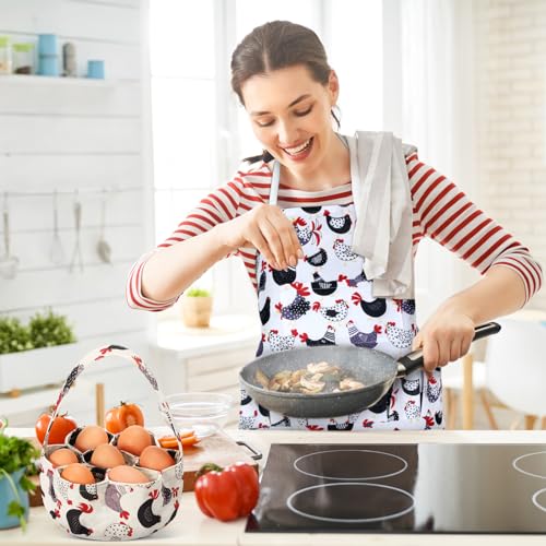 Cutecrop 2 Pcs Egg Collecting Apron and Basket, 15 Gathering Pockets Chicken Apron and 7 Pockets Basket for Farmers Kitchen(Vivid Style) - style: Vivid Style
