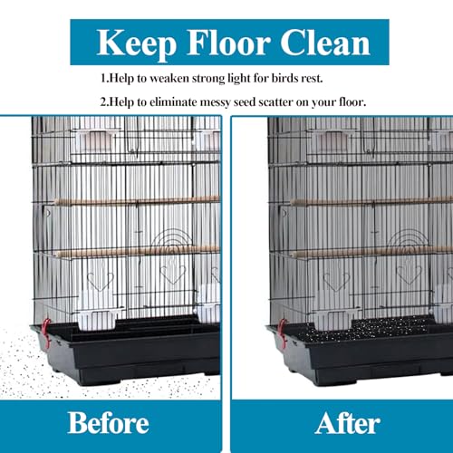 Large Bird Cage Seed Cather,Bird Cage Cover Adjustable Airy Skirt Guard | Birdcage Nylon Mesh Net for Parrot Parakeet Macaw African Round Square Cages Cover (118 * 31.5in/300 * 80cm) (Black) - color: 118*31.5in-black