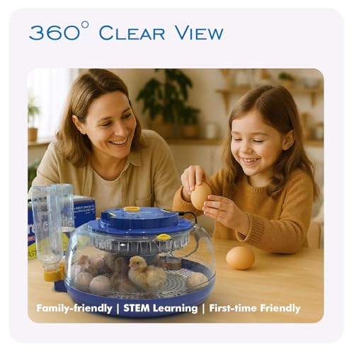 OtterVerz 11 Egg Incubators for Hatching 18-36 Chicken/Quail/Turkey Eggs, 360° View Poultry Incubator with Automatic Egg Turning and Humidity Control, Suitable for Farm, Classroom, Home