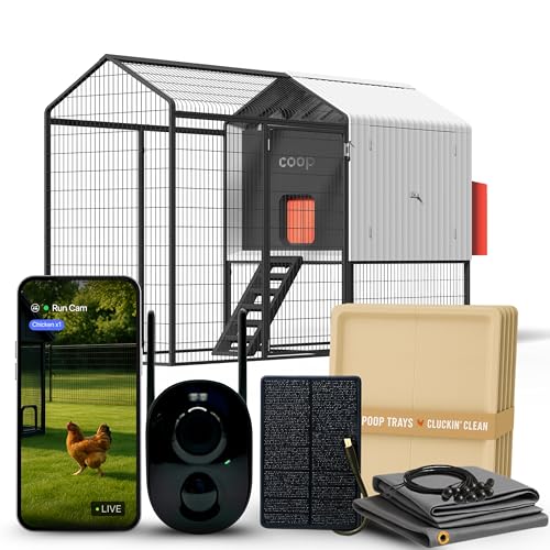 Smart Coop All-in-One Chicken Bundle Predator-Proof All-Weather Chicken Coop with Dual Smart Cameras, Automatic Door, Solar Kit, All-Weather Tarp for 4-6 Chickens - size: Coop + Complete Bundle