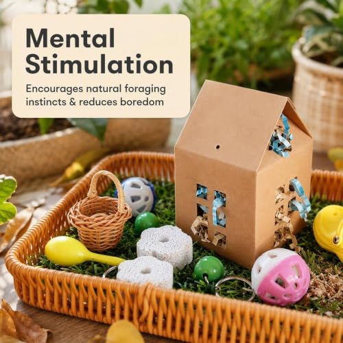 Natural Bird Toy Foraging Parrot Shredding Toys Box Conure Chewing Toys for Cockatiel Lovebird Parakeet Budgie Small-Medium Birds