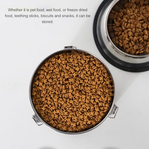 Pongnas Stainless Steel Pet Food Container, Metal Dog Food Container for Dog Food, Cat Food, and Bird Seeds, Compact Kitchen Storage Ideal for Countertop Display(2500ML)