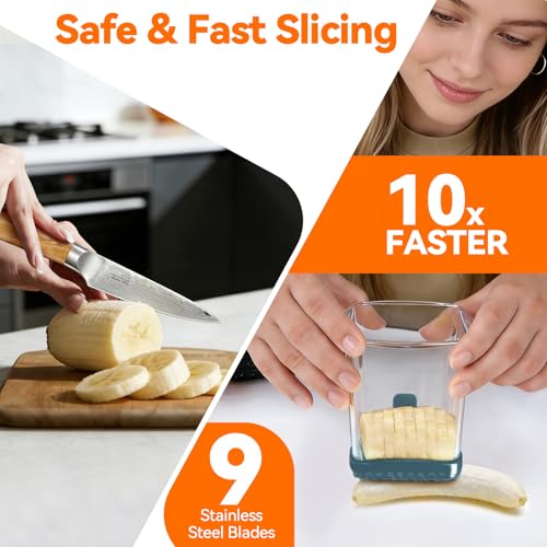 Fruit Slicer Cup for Strawberry, Banana, Hard-Boiled Egg - Detachable Cutter with Push Plate - Rapid & Safe Slicing Kitchen Gadget for Quick Meal Prep, Blackish green - color: Blackish green